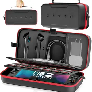 Switch 2 Case Accessories for Joycons & Charger, Durable Hard Shell Design, Portable Travel Bag with 28 Game Slots for Nintendo Switch 2