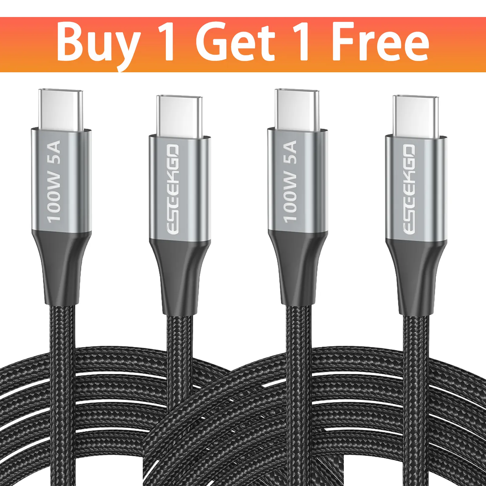 [Buy 1 Get 1 Free]-100W USB C to USB C Cable Fast Charging Compatible for iPhone 16 15 Pro Plus Max Macbook Pro, iPad Pro, Laptop, Samsung Smartphone Universal Cellphone Charger Cord, High Speed & Data Sync Type C Cables