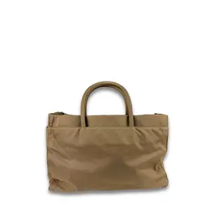 Pre-owned PRADA Nylon Shoulder Bags Taupe Double Pocket Tote