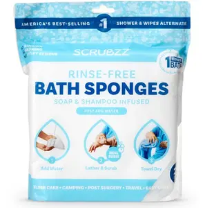 Disposable Rinse Free Bathing Wipes - 25 Pack - All-in-1 Single Use Shower Wipes, Simply Dampen, Lather, and Dry Without Shampoo or Rinsing