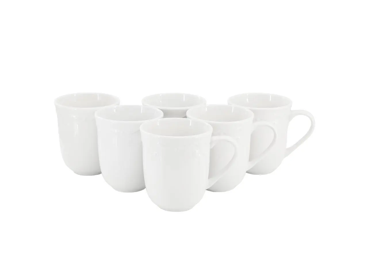 Elama Henryi 6 Piece 12 Ounce Porcelain Mug Set in White Elama Henryi 6 Piece 12 Ounce Porcelain Mug Set in White