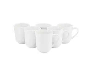 Elama Henryi 6 Piece 12 Ounce Porcelain Mug Set in White