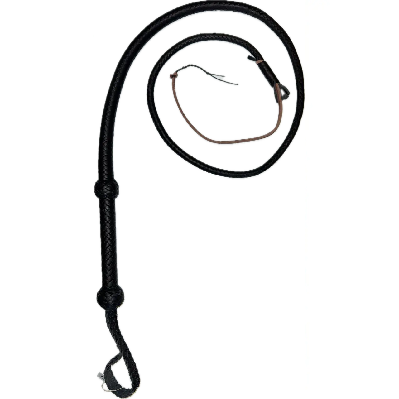 Bull Whip - Black Colored Leather 12 Ply - 6ft Handmade Real Cowhide with Steel Rod Handle & Heavy Rope