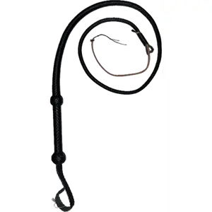 Bull Whip - Black Colored Leather 12 Ply - 6ft Handmade Real Cowhide with Steel Rod Handle & Heavy Rope