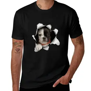 3D Realistic French Bulldog Rip Through Graphic Tee - Funny Frenchie Lover Portrait T-Shirt - Shipped from NY