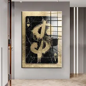 Motivational Abstract Gold Dollar Postal || Money Wall Art Motivational Print || Decor With Ace Card Inspirational || Print On Paper