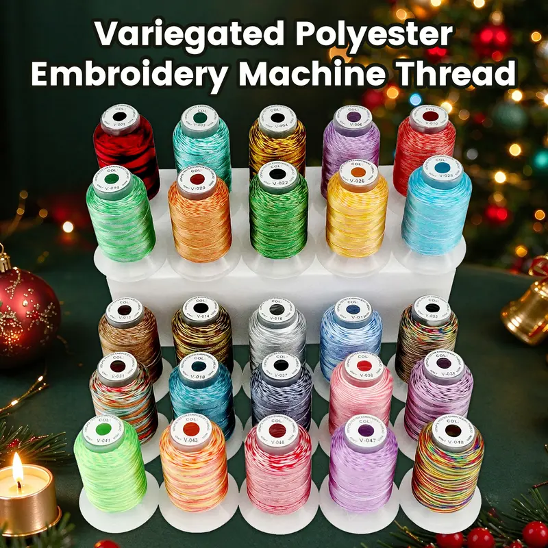 New Brothread Assorted Durable 40wt Dyed Variegated Polyester Embroidery & Sewing Thread Kit - 500M (550Y)) per Spool, Sewing Machine Compatible with Janome, Brother, Pfaff, Babylock, Singer, Bernina, Husqvarna, Adds Vibrancy for Craft Hobbies, Linens