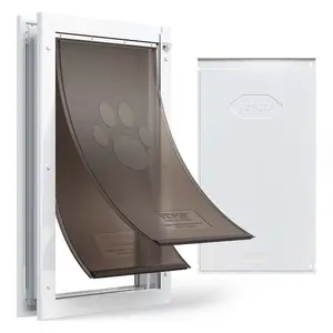 XL-Size Pet Door with Double Flaps, Metal Frame, Strong Weatherproof Design, Easy-Install Access for Dogs, Suitable for Interior/Exterior Doors, White