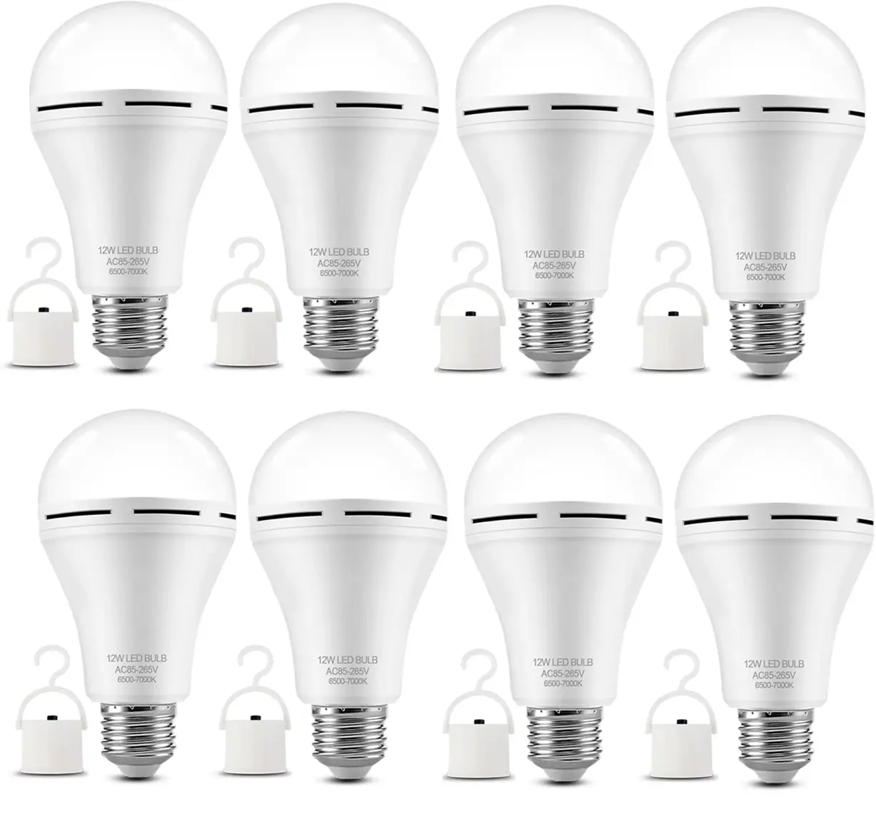 Emergency Rechargeable Light Bulbs 900LM Car Work Light Bulb Camping Outdoor Light 12W E27/E26 6500K 1200mAh White Lighting