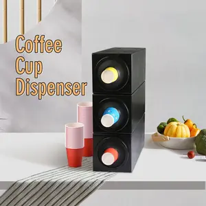 Hakka Commercial Cup Holder,Coffee Cup Dispenser Organizer,Paper Cup Holder,Stackable Countertop Design, Black Color-Pack of 1（ Individual ）
