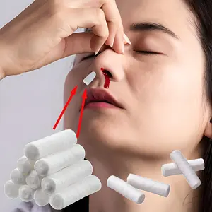 50pcs Nose Dental Gauze Bandages, Disposable Cotton Rolls, 1x3.8cm & 0.8x3.8cm, Single Use Cloth Strips