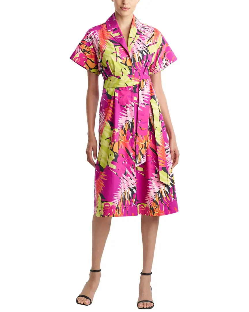 N Natori Palms Poplin Shirt Dress