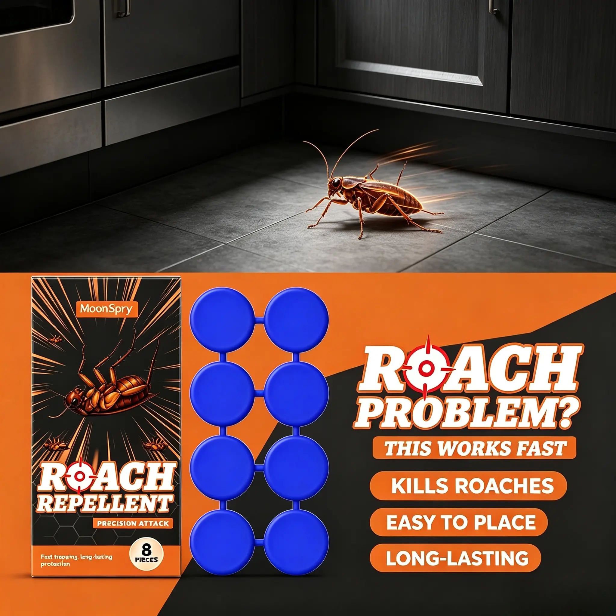 Roach Repellent Pest Control Discs, Long Lasting Cockroach Repellent, Indoor Household Roach Deterrent for Home Kitchen