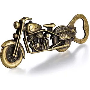 Vintage Motorcycle Bottle Opener, Bronze Metal Beer Gift for Men, Perfect for Fathers Day, Dads, Husbands, and Grandpas