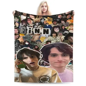 Finn Wolfhard Flannel Blanket Winter musician Warm Soft Throw Blanket for Girls Boys Couch Bed Funny Bedspread Sofa Bed Cover