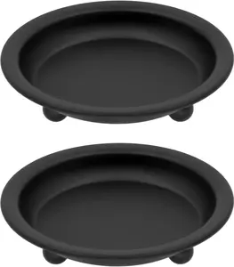 Matte Black Iron Candle Plate, Set of 2, Metal Saucer Style Candle Holder for Pillar/Scented/Flameless/Ball Candles, Decorative Candle Stand for Table Centerpiece