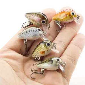 Micro wiggling bait set Ultralight 1.5g 2.7cm mini search hard bait Suitable for sea bass sunfish trout saltwater and freshwater fishing Anti-drop hook High simulation small fish shape Universal fishing lure in multiple waters