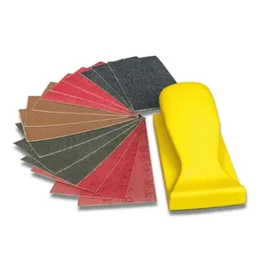 16 pc Hand Sanding Kit, Sander Block with Durable Mesh & Soft Handle, Includes 3 Sheets Each of 80 120 240 320 600 Grit Sandpaper, Fully Reusable & Washable for Crafts & DIY