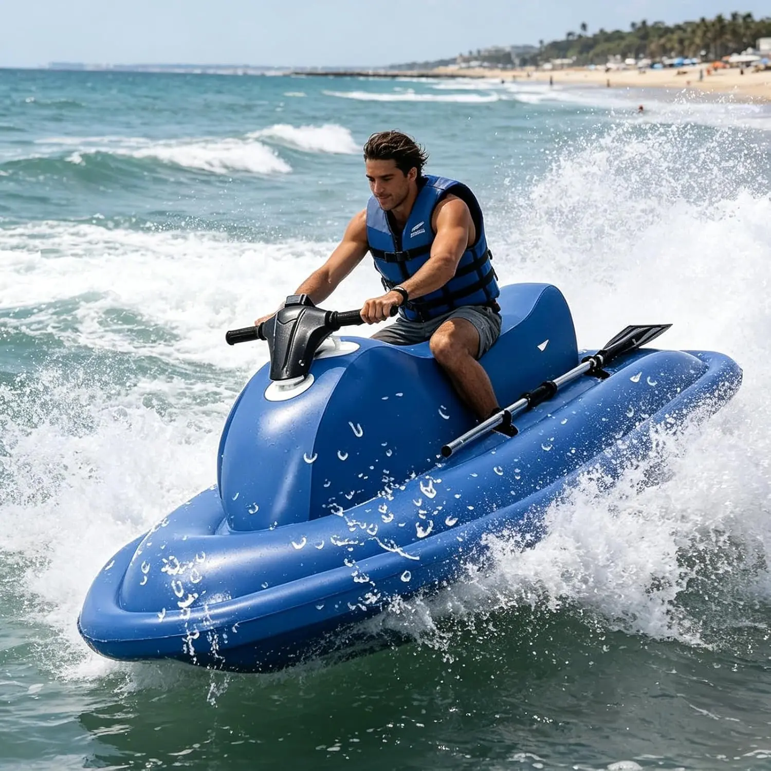 Upgraded 2-Person Inflatable Jet Boat -Inflatable Jet ski with Motor with Optional Scooter | Dual-Fin Safety Design | 10-Speed Control (7km/h Max) & 130Min Runtime 16Athruster