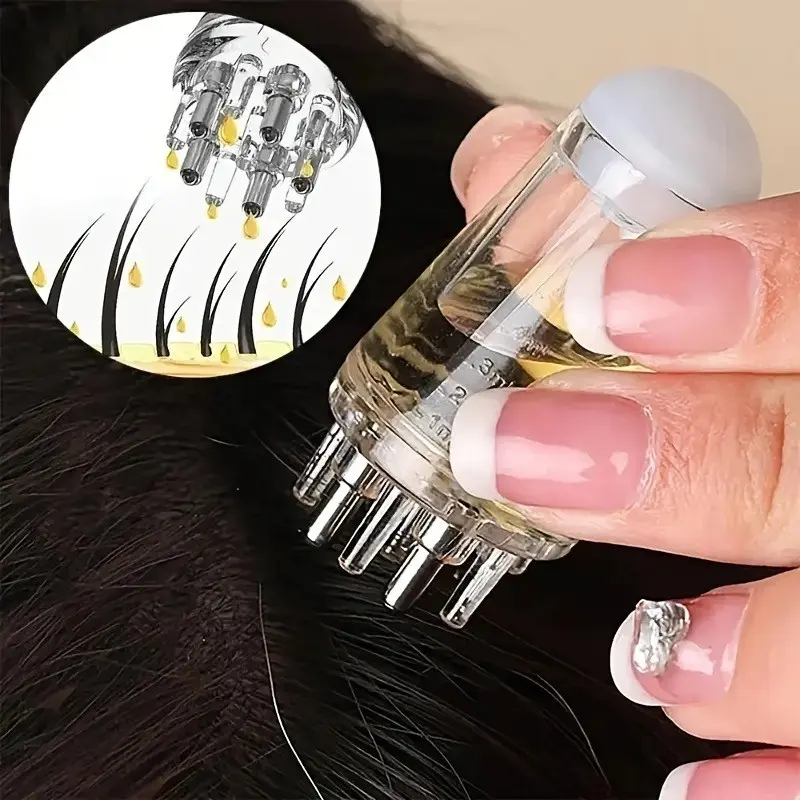 Essential Oil Hair Massage Comb with Roller Applicator, Beauty Roller, Ergonomic Abs Plastic Handle, Multi-Tip Design, Easy Serum Application, Hair Care Tool