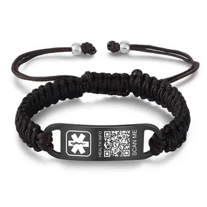 Bracelets For Sport Men Women With Qr Code Alert Id - Nylon Waterproof Wristband Fits Wrists Up To 7 Inches More Space Custom Emergency Med Info