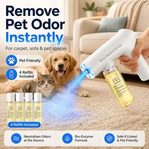 Nano Blue Light Probiotic Deodorizer, indoor odor removal, pet deodorant. Bio-enzymes break down urine, disinfect and deodorize, Plant-extracted, safe and non-toxic for pets, Floral scent Air Freshener Spray