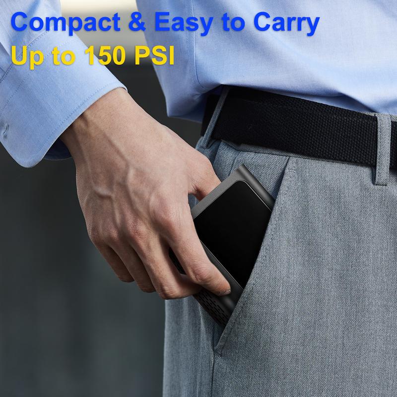 Easywox Portable Wireless Tire Inflator 150PSI Smart Air Pump Power Bank LED Light for Cars Motorcycles and Other Vehicles