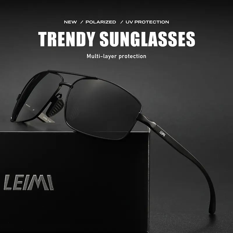 Polarized Rectangular Sunglasses UV400 Protection Slim Fit slim-rectangle-polarized-clip-  main image 4