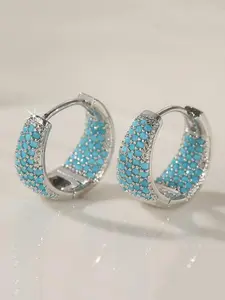 Elegant U-Shaped Synthetic Turquoise Earrings, Hoop Earrings, Trendy Jewelry, Perfect Party Accessories, Chic Gift for Birthdays and Social Gatherings
