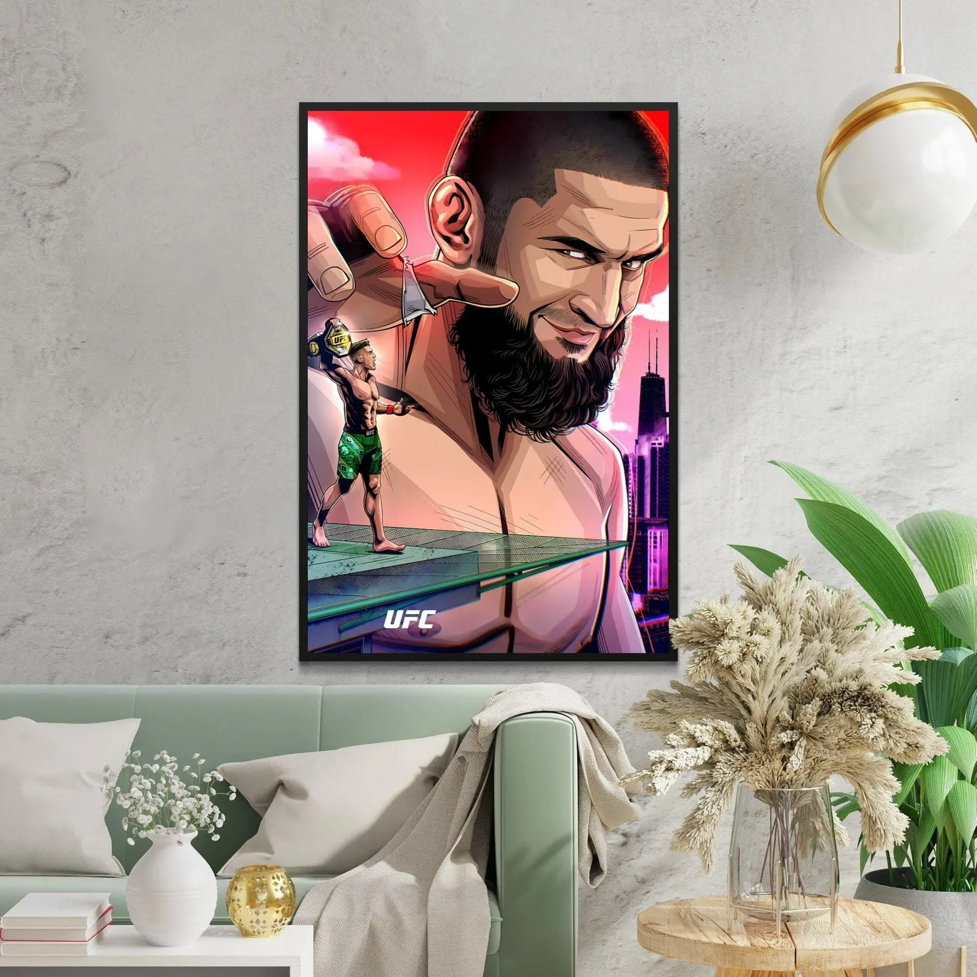 khamzat chimaev vs DDP Ufc  Poster,  UFC MMA Artwork Print, Fighter Room Decor( Unframed - Print Only )