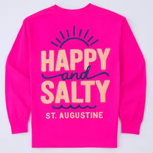 St. Augustine “Happy and Salty” Long Sleeve Shirt – Neon Pink