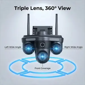 4mp HD Triple Lens Camera, Security Cameras Outdoor, Full Color Night Vision, Waterproof Dustproof, Outdoor Surveillance, Ideal for Outdoor Monitoring