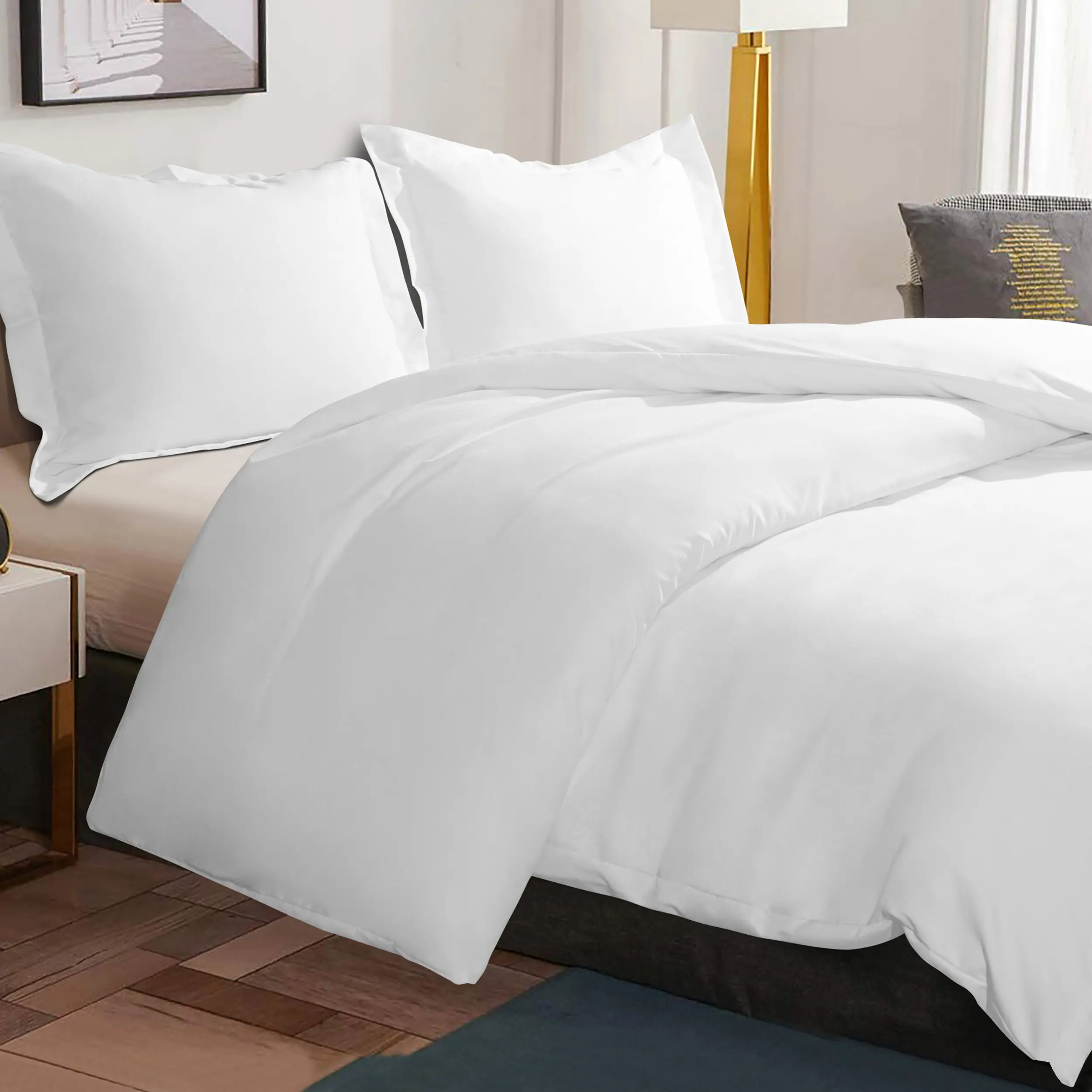 Bedsum 3/4 pieces Duvet Cover Set, Soft Brushed Microfiber Comforter Cover for Sleep with Zipper Closure