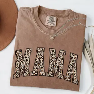 Mama Leopard Print Shirt Comfort Colors, Trendy Mom Tee, Coquette Mama Shirt, Mothers Day Gift for Mom, Aesthetic Mama Outfit