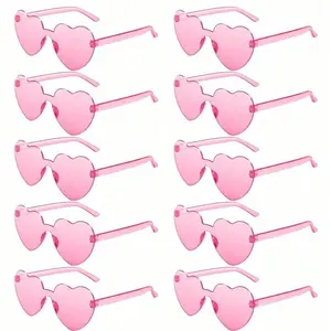 Heart-Shaped Sunglasses, Candy Color Frameless Fun Heart-Shaped Glasses, Unisex Party Accessories, Fashionable Beachwear, Wedding Gifts