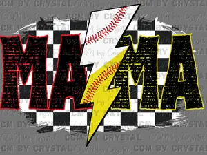 Baseball Softball Mama Ready to Press DTF Transfer for T-Shirts Crystal dtf print