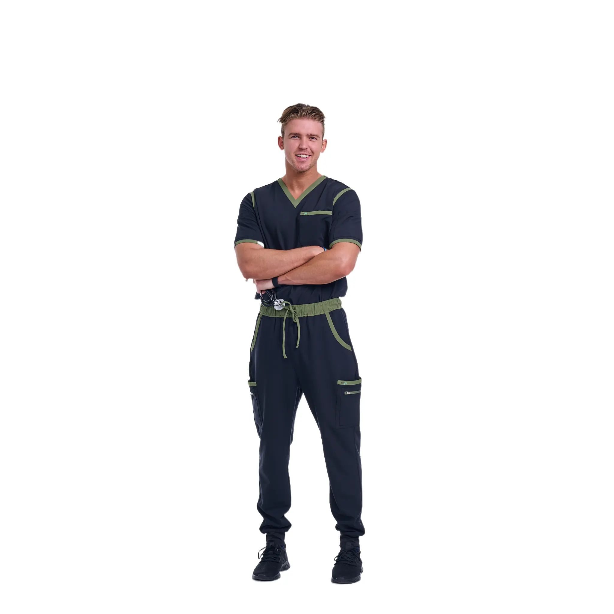 Men's Jet Black / Olive Jogger Scrub Pants Men's Jet Black / Olive Jogger Scrub Pants