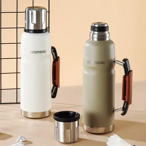 BeddyBear Large-Capacity Gallon Thermos Bottle Insulated for Hot & Cold 37oz 1100ml Tumbler Mug Portable Containers Stainless Steel Drinkware Flasks Black mens gifts Bottled