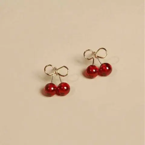 Cute Cherry Design Earrings, Fashionable Jewelry for Women, Daily Clothing Decor, Trendy All-match & Exquisite Jewelry for Birthday Gift, Fruit Veggie Earrings, Earrings for Decorative