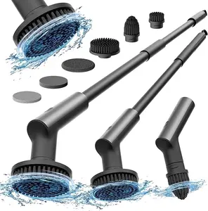 Hoto Rechargeable Spin Scrubber 51" Adjustable Handle Waterproof Power Cleaner with Multiple Brush Heads for Bathrooms Kitchens Floors and Tiles