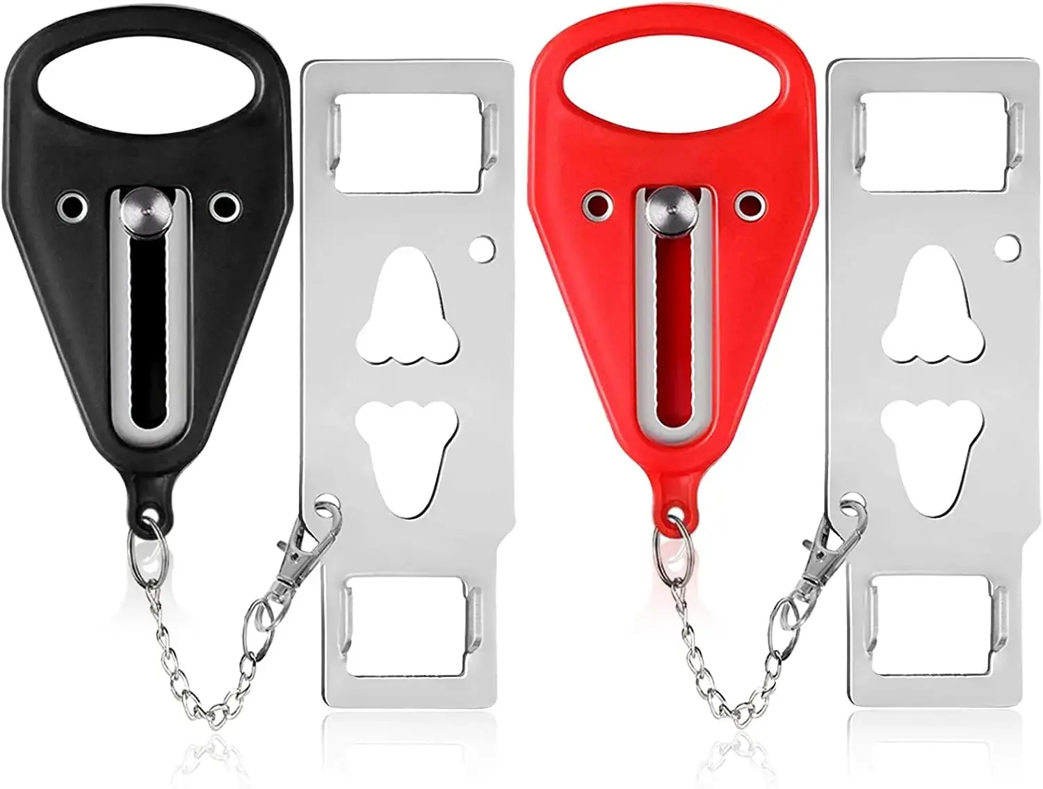 2 Pack Portable Door Lock,Family Travel Airbnb Hotel School Home Apartment Must Haves Security Devices Door Locks Jammer Self Defense for Additional Safety (Red/Black) Sherry