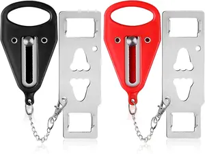 2 Pack Portable Door Lock,Family Travel Airbnb Hotel School Home Apartment Must Haves Security Devices Door Locks Jammer Self Defense for Additional Safety (Red/Black) Sherry