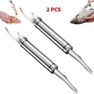 New style 2PCS - 5 In 1 Multifunctional Shrimp Line Fish Maw Knife Stainless Steel Shrimp Deveiner Tool Multifunctional Fast Shrimp Peeler Fish Scale Remover Kitchen Fish and Shrimp Duck Intestine Cleaner
