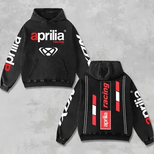 Retro Ixon x Aprilia Racing Hoodie Acid Washed, Motor World Championship Enthusiast, Motorcycle Off-Road Dirt Bike Graphic Streetwear, Heavyweight Biker Sweatshirt, Retro Moto Gear Motorbike Apparel Men’s Grunge Y2K Racing Jacket Style