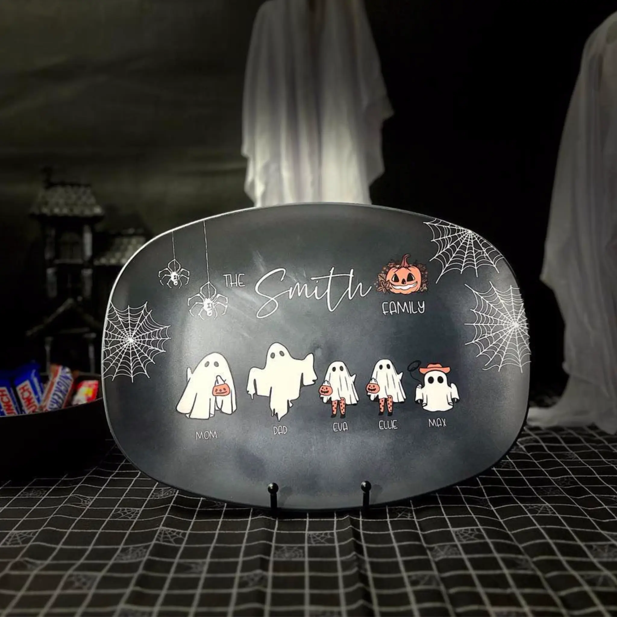 Personalized Ghost Family Platter, Halloween Decor
