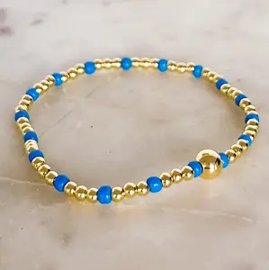 Two Strand Gold Dipped Beaded Bracelet with Seed Beads