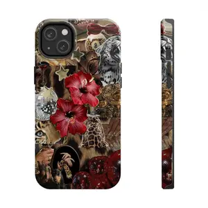 Hibiscus Flower and Leopard Print Phone Case – Tropical Retro Style with Halloween Vibes, Bold Floral and Animal Pattern – Compatible with iPhone 7-16 Pro Max Plus