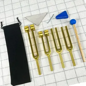 Golden Training Tuning Forks Available at 128hz, 256hz, 512hz & 528hz Frequencies, Ideal for Yoga Meditation Cross-Border Use