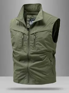 Men's Multi-Pocket Outdoor Vest, Lightweight Workwear Jacket, Fishing Travel Storage Coat, Casual Loose-Fitting Sleeveless Design, Sleeveless Waistcoat