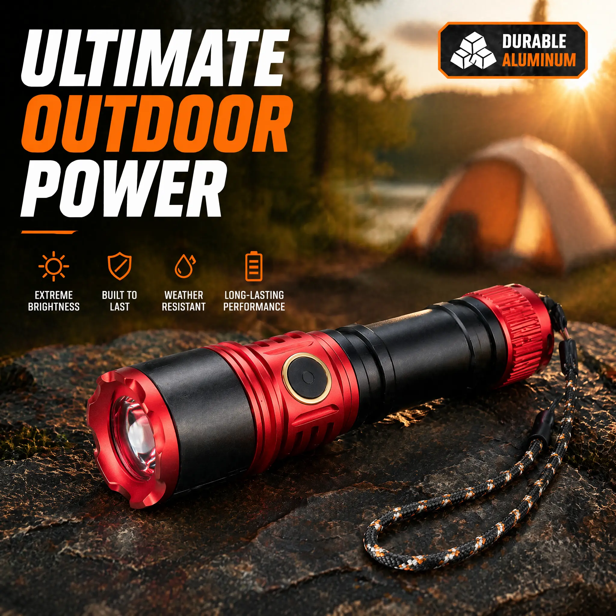 Ultra-Bright Rechargeable LED Torch: 5-Mode Zoomable Flashlight for Camping, Emergency & Nighttime Outdoor Adventures, Usb Rechargeable Flashlight, Hiking Flashlight